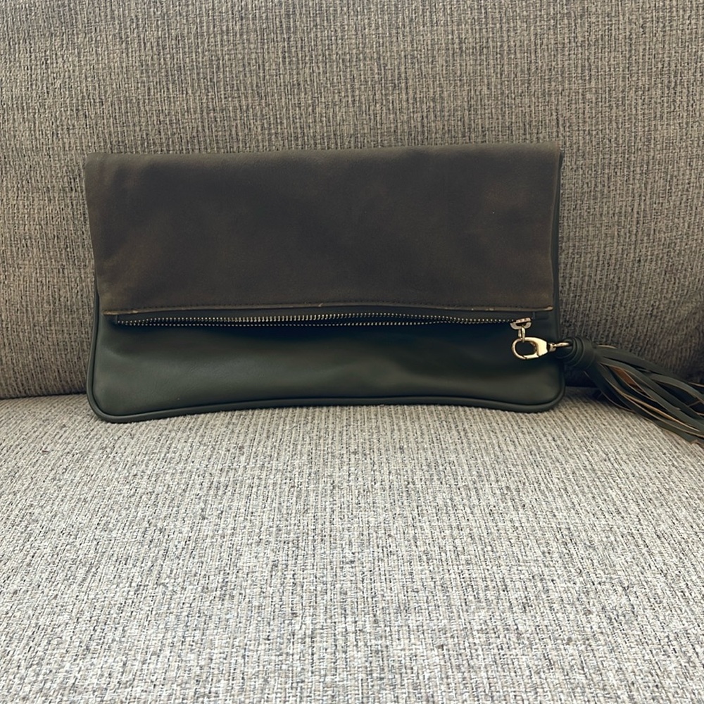 beautiful forest green clutch
